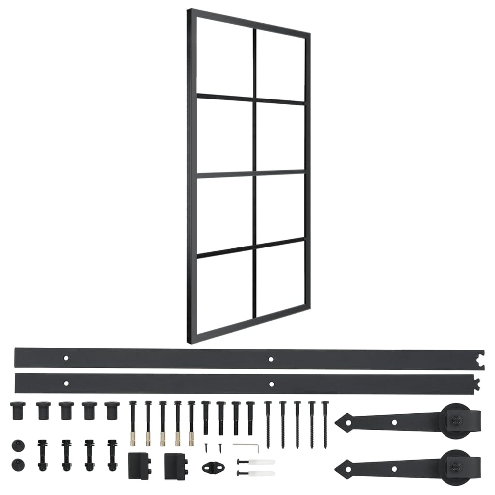 vidaXL Sliding Door Aluminum and ESG Glass with Fittings 90x205 cm