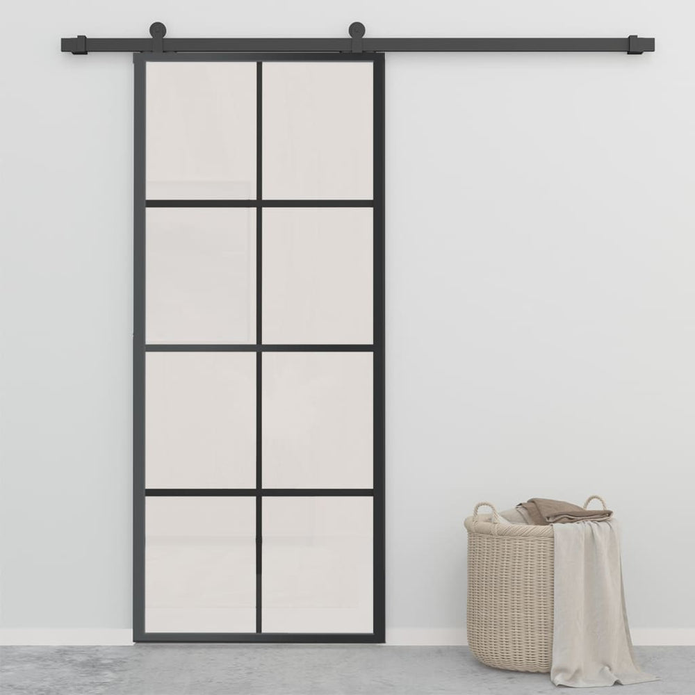 vidaXL Sliding Door Aluminum and ESG Glass with Fittings 90x205 cm