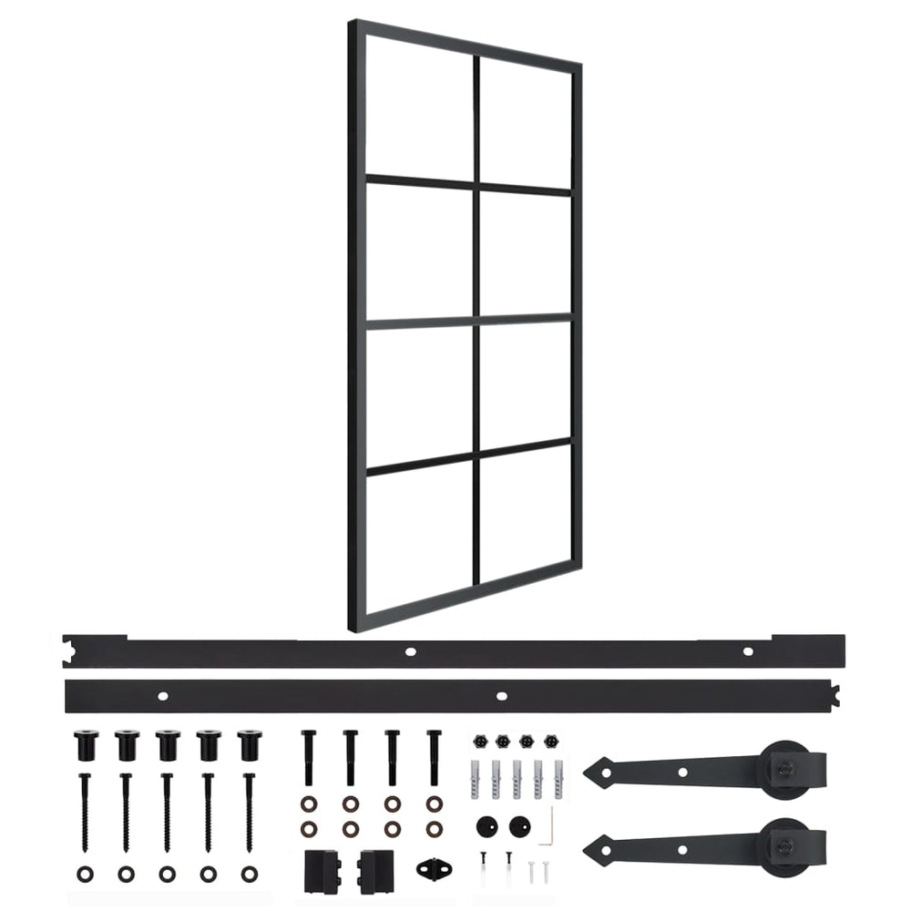 vidaXL Sliding Door Aluminium and ESG Glass with Fittings 102.5x205 cm