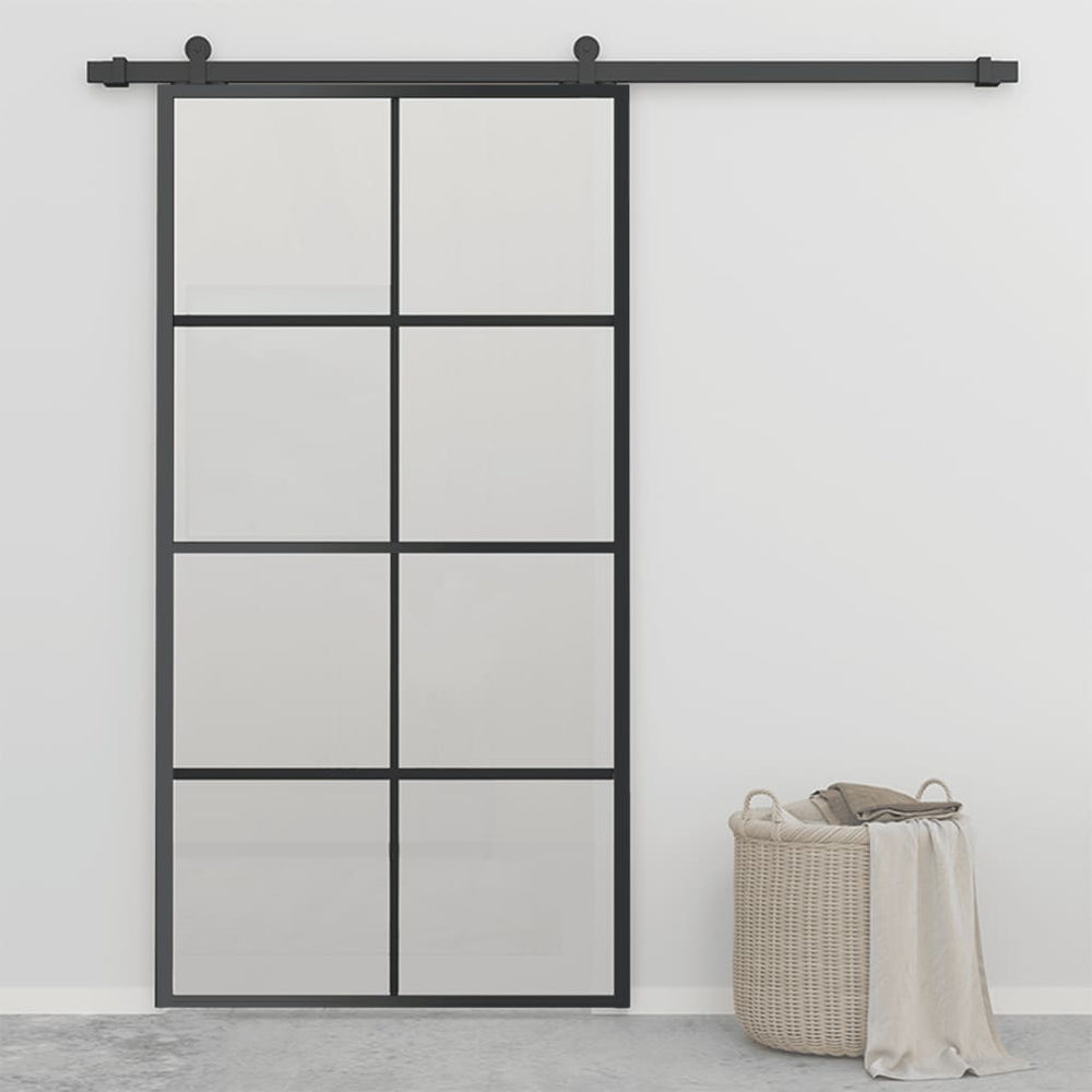 vidaXL Sliding Door Aluminium and ESG Glass with Fittings 102.5x205 cm
