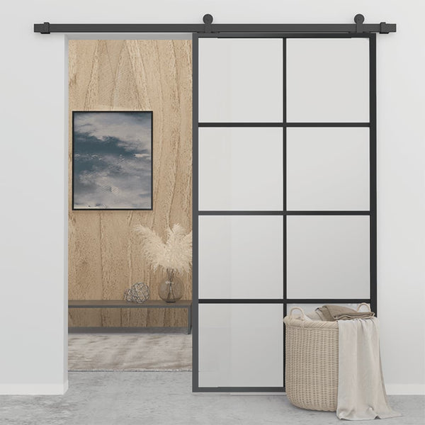 vidaXL Sliding Door Aluminium and ESG Glass with Fittings 102.5x205 cm