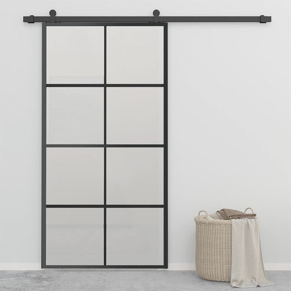 vidaXL Sliding Door Aluminium and ESG Glass with Fittings 102.5x205 cm