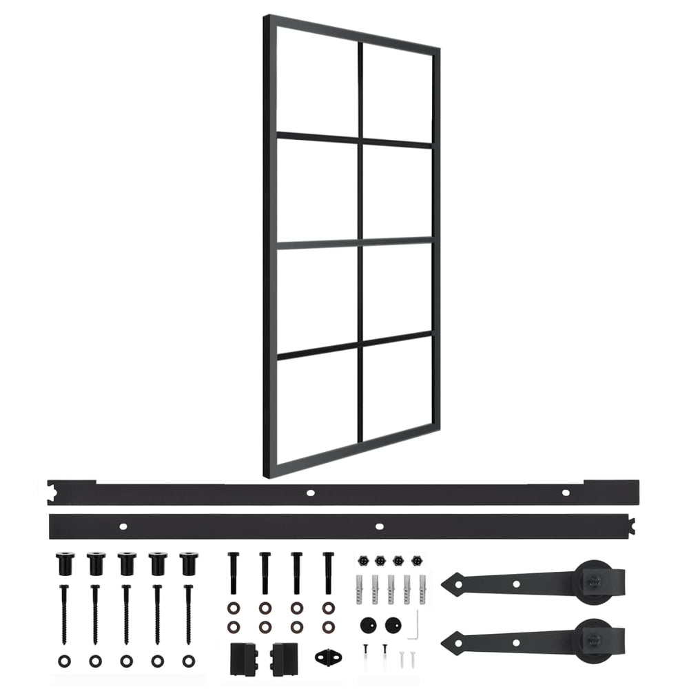 vidaXL Sliding Door Aluminium and ESG Glass with Fittings 102.5x205 cm