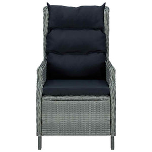 vidaXL Adjustable Garden Armchair with Cushions Poly Rattan Light Gray