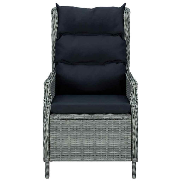 vidaXL Adjustable Garden Armchair with Cushions Poly Rattan Light Gray