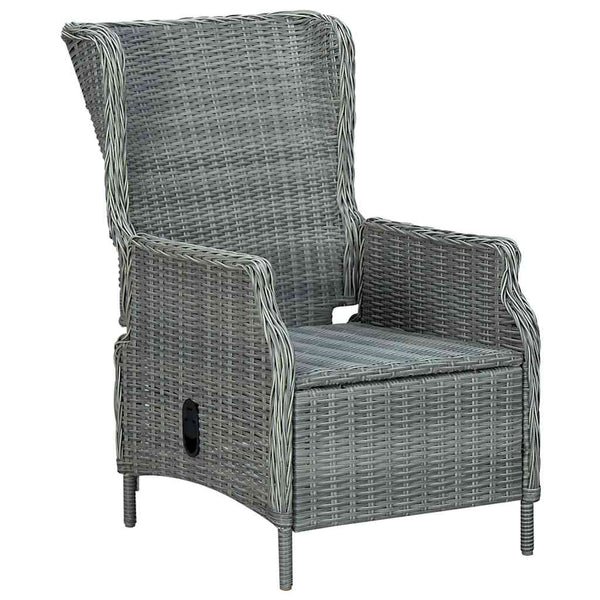 vidaXL Adjustable Garden Armchair with Cushions Poly Rattan Light Gray