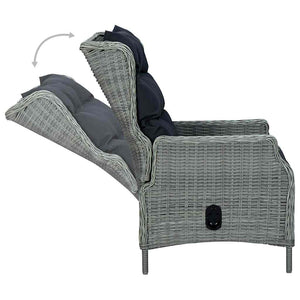 vidaXL Adjustable Garden Armchair with Cushions Poly Rattan Light Gray