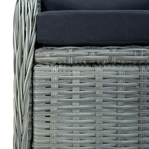 vidaXL Adjustable Garden Armchair with Cushions Poly Rattan Light Gray