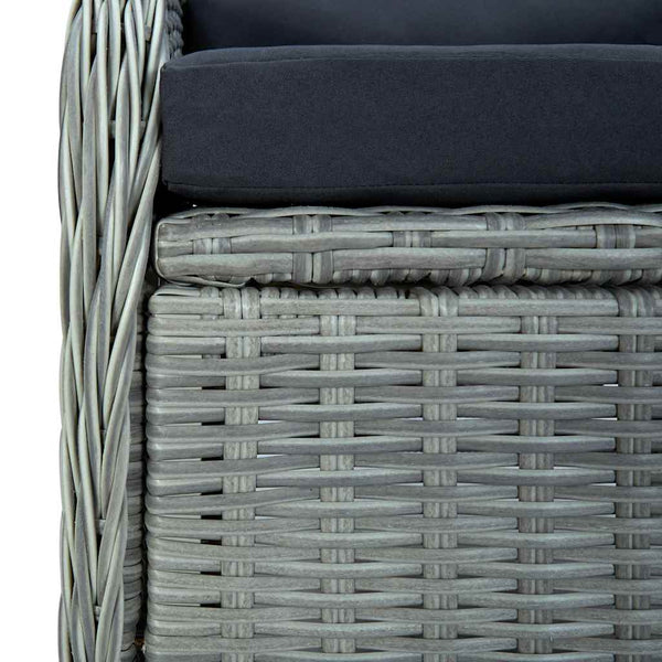 vidaXL Adjustable Garden Armchair with Cushions Poly Rattan Light Gray