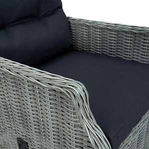 vidaXL Adjustable Garden Armchair with Cushions Poly Rattan Light Gray