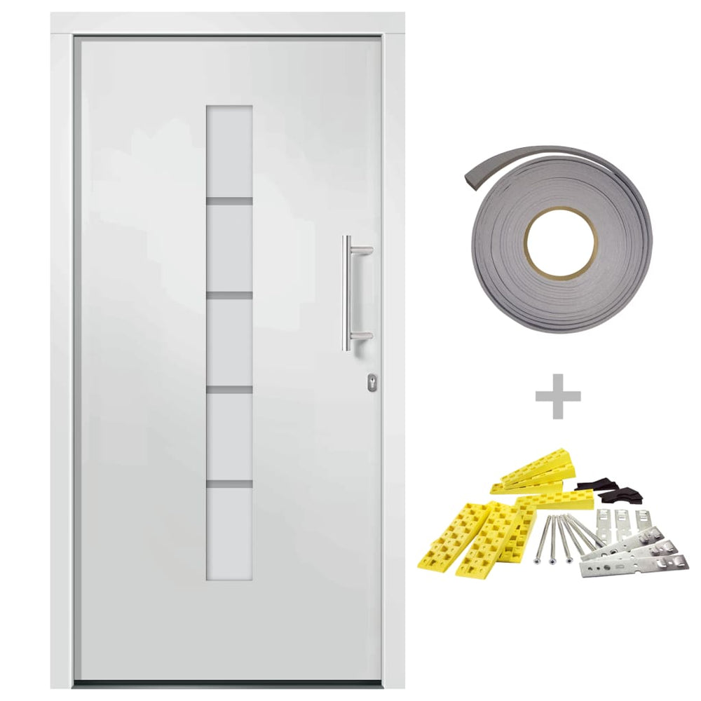 vidaXL Front Door Aluminum and PVC White 100x200 cm
