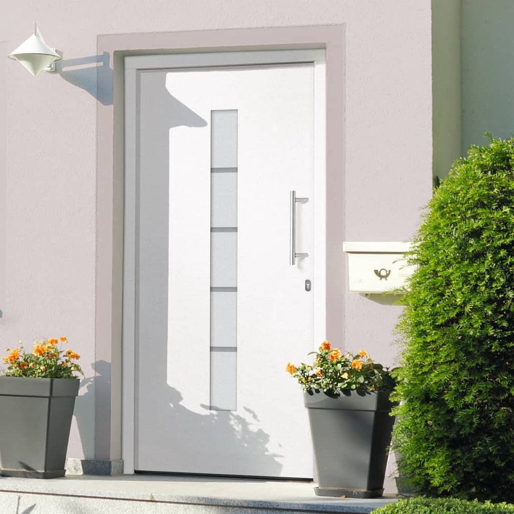 vidaXL Front Door Aluminum and PVC White 100x210 cm