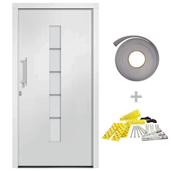 vidaXL Front Door Aluminum and PVC White 100x210 cm