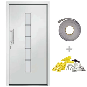vidaXL Front Door Aluminum and PVC White 110x210 cm