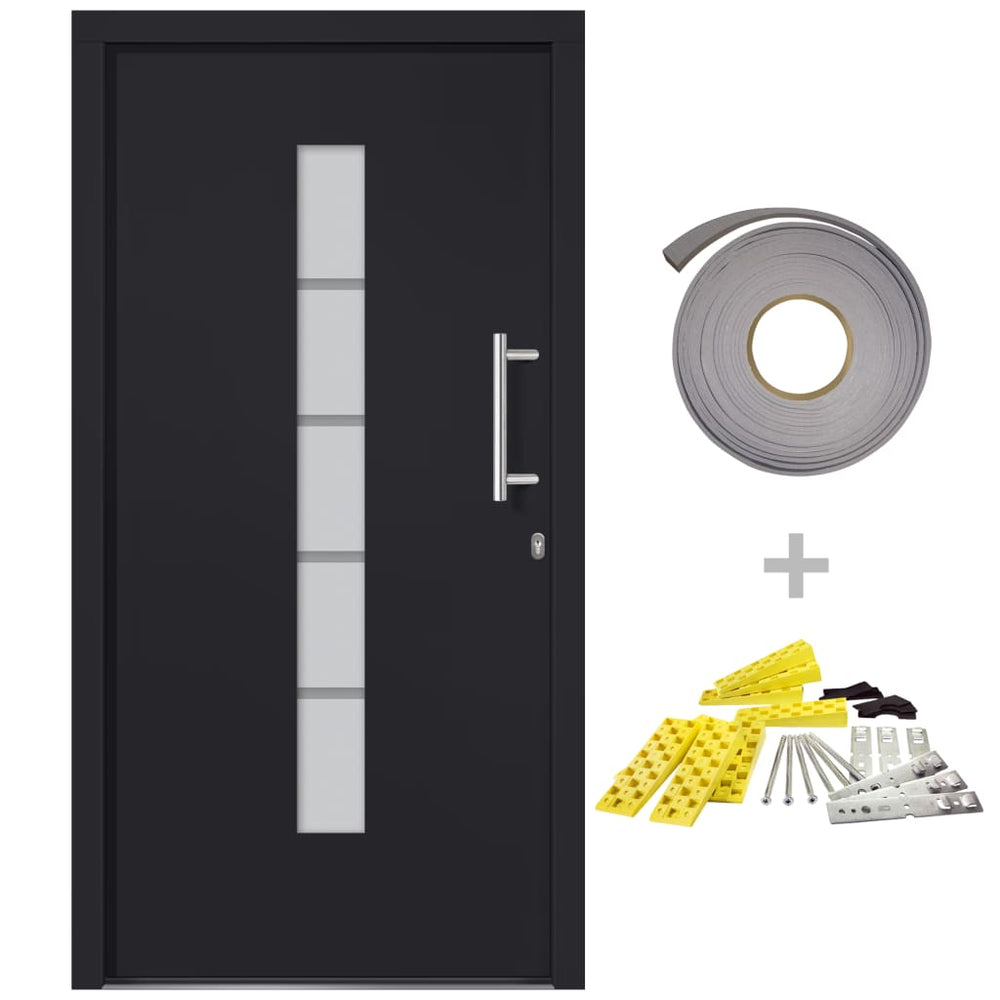 vidaXL Front Door Aluminum and PVC Anthracite 100x200 cm