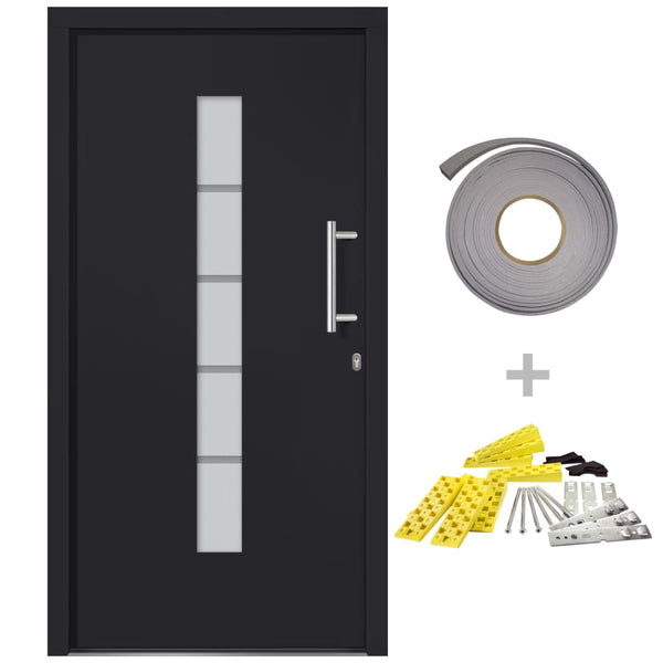 vidaXL Front Door Aluminum and PVC Anthracite 110x210 cm