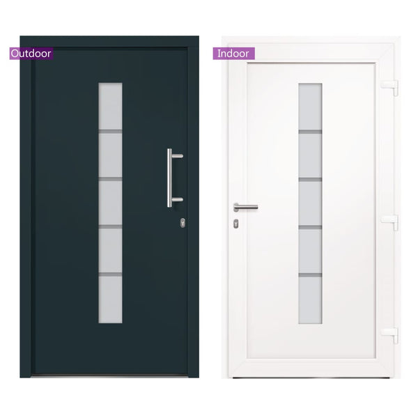 vidaXL Front Door Aluminum and PVC Anthracite 110x210 cm