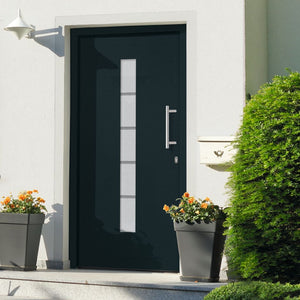 vidaXL Front Door Aluminum and PVC Anthracite 110x210 cm