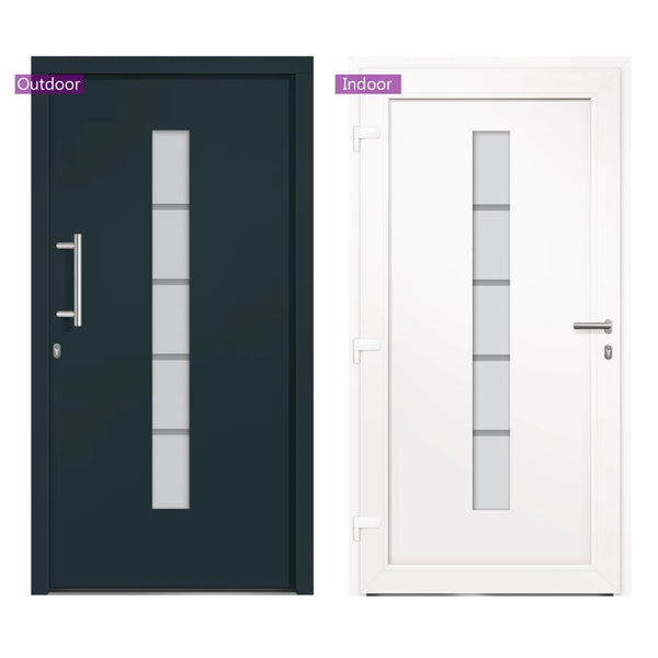 vidaXL Front Door Aluminum and PVC Anthracite 100x210 cm
