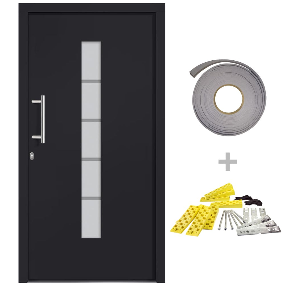 vidaXL Front Door Aluminum and PVC Anthracite 110x210 cm