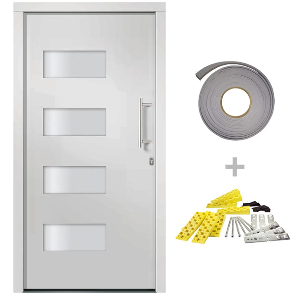 vidaXL Front Door Aluminum and PVC White 100x210 cm