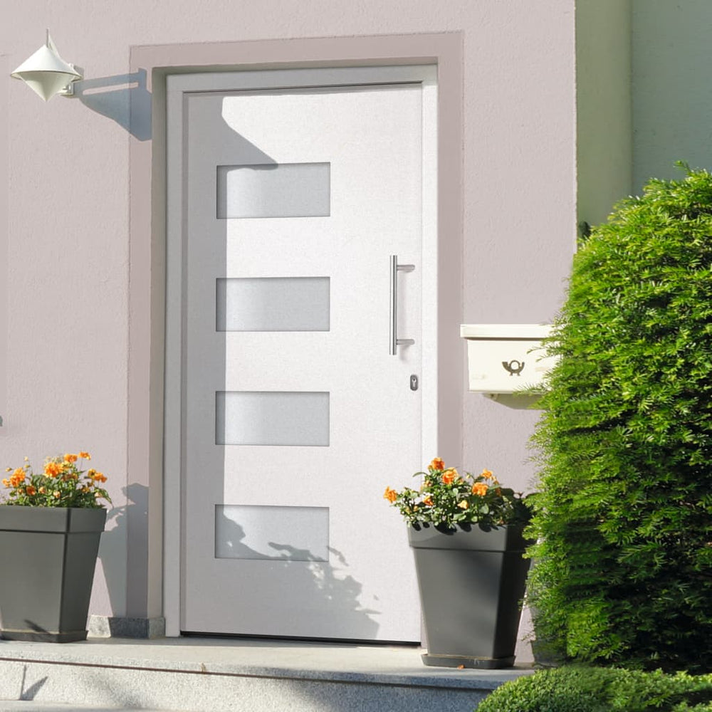 vidaXL Front Door Aluminum and PVC White 100x210 cm