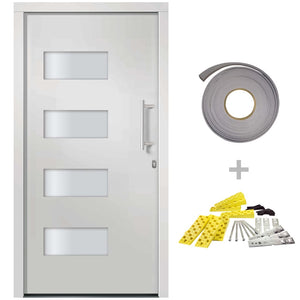 vidaXL Front Door Aluminum and PVC White 110x210 cm