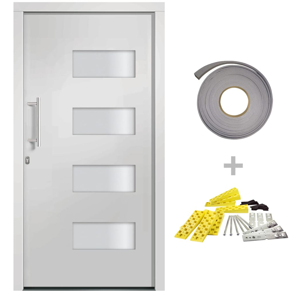 vidaXL Front Door Aluminum and PVC White 100x210 cm