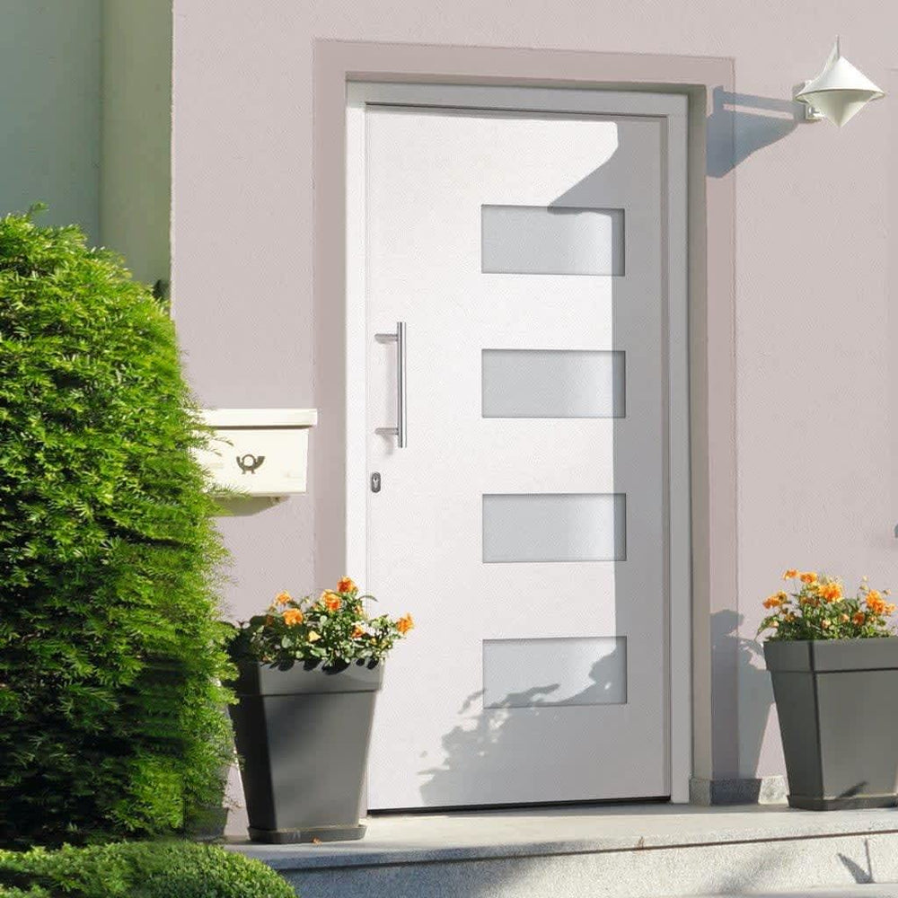 vidaXL Front Door Aluminum and PVC White 100x210 cm