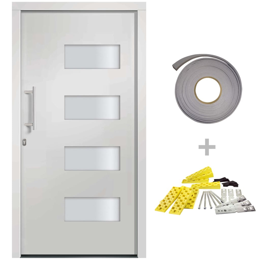 vidaXL Front Door Aluminum and PVC White 110x210 cm