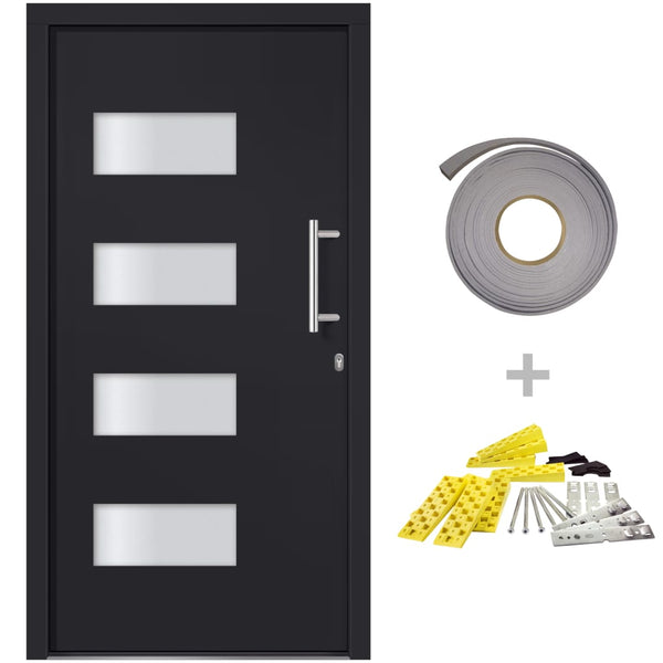 vidaXL Front Door Aluminum and PVC Anthracite 100x200 cm