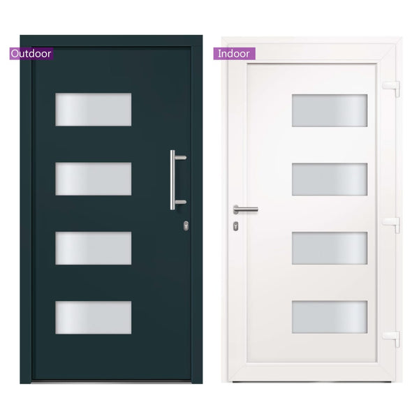 vidaXL Front Door Aluminum and PVC Anthracite 100x200 cm