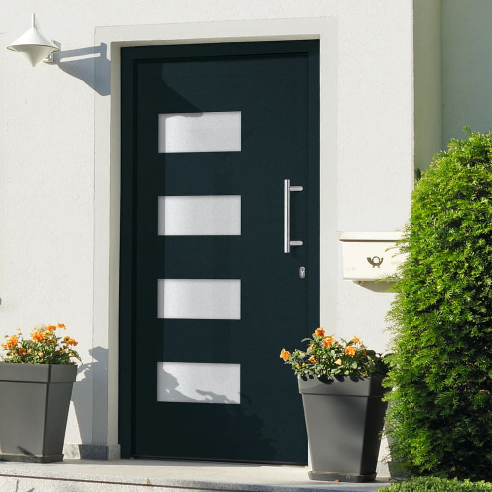 vidaXL Front Door Aluminum and PVC Anthracite 100x200 cm