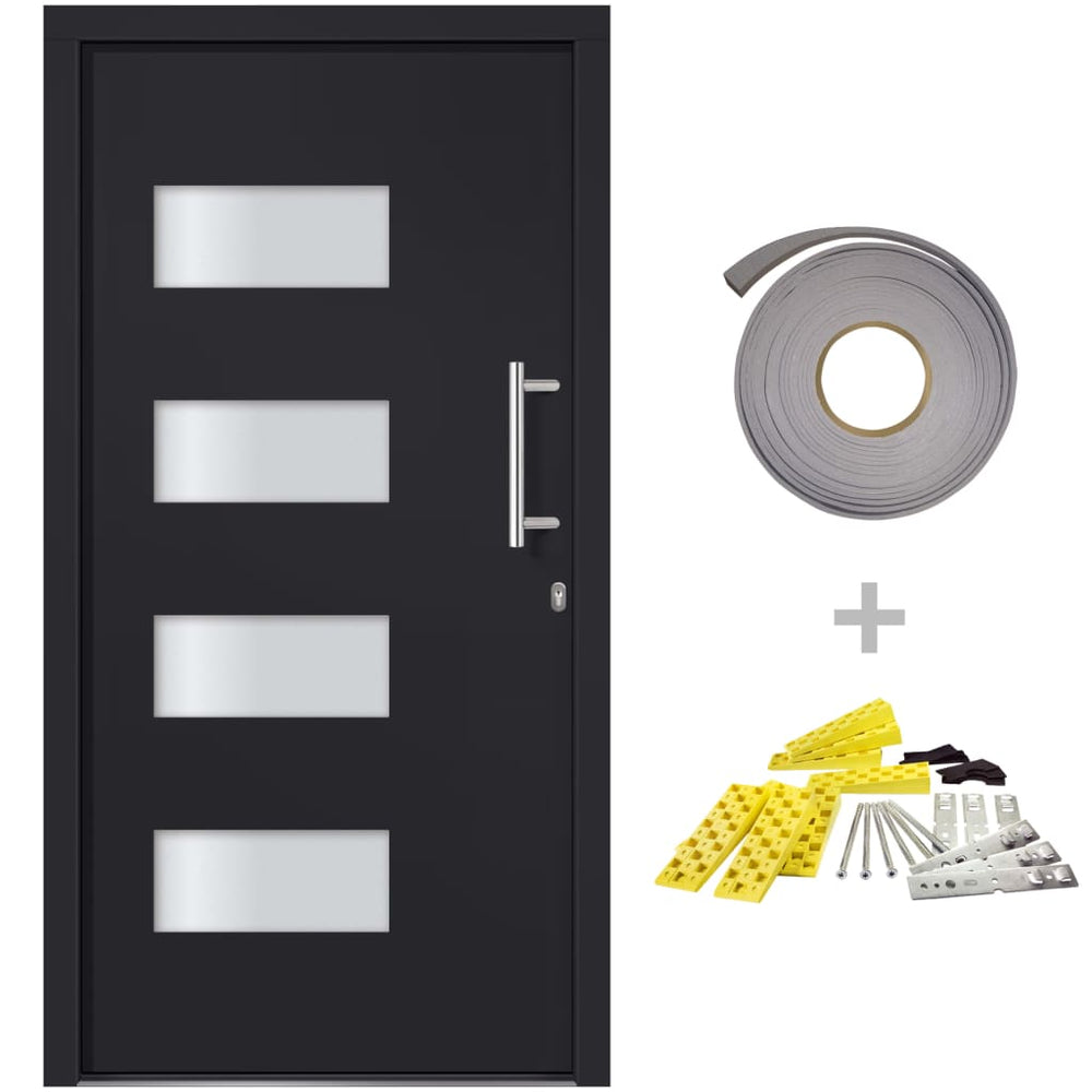 vidaXL Front Door Aluminum and PVC Anthracite 100x210 cm