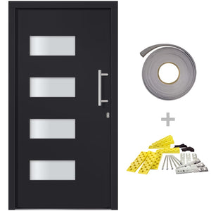 vidaXL Front Door Aluminum and PVC Anthracite 110x210 cm
