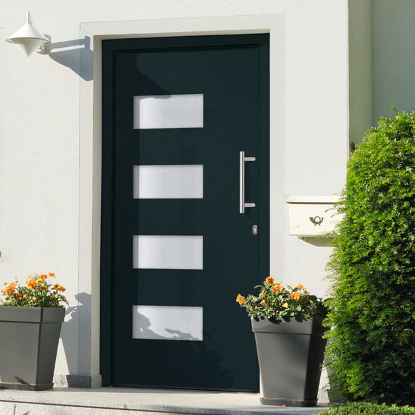 vidaXL Front Door Aluminum and PVC Anthracite 110x210 cm