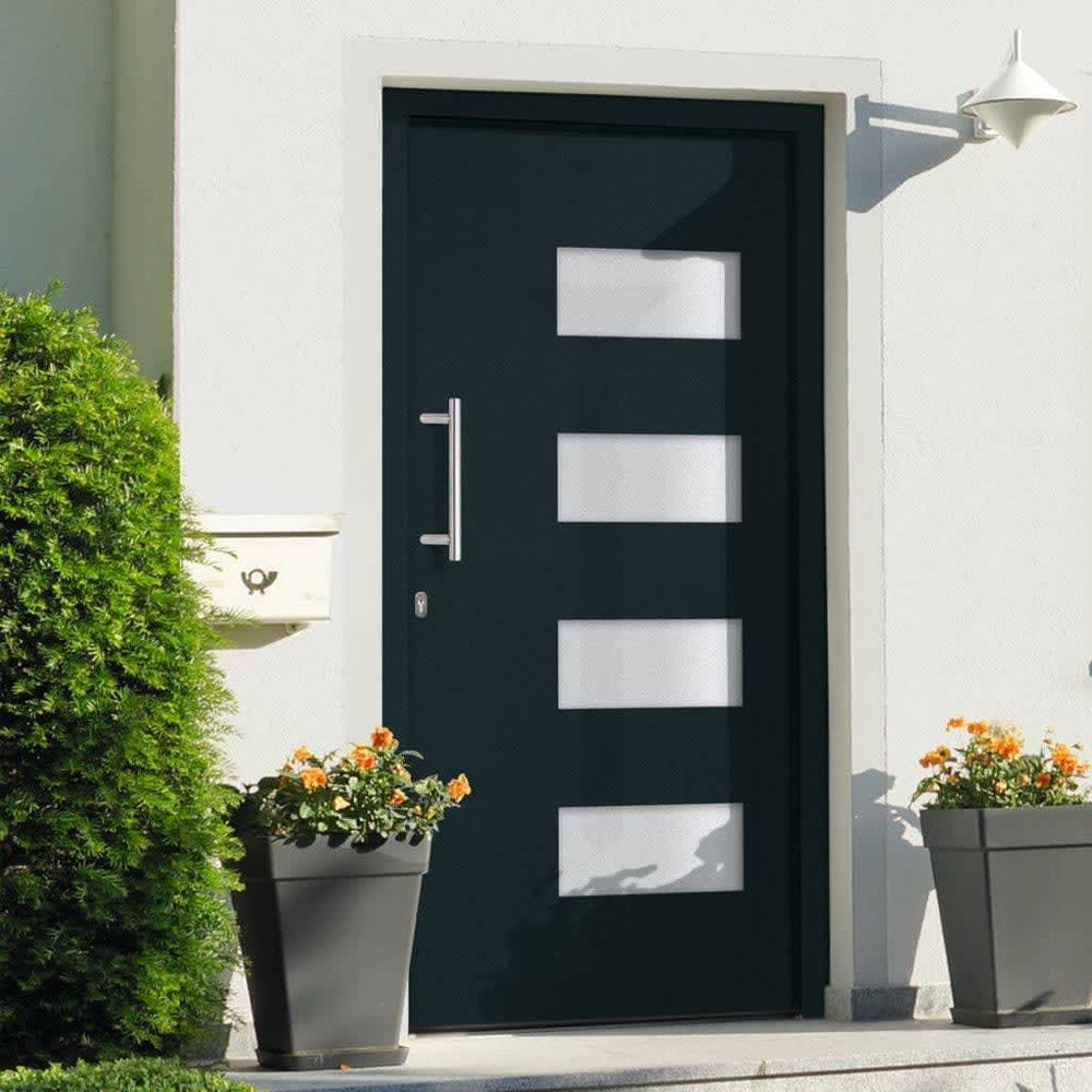 vidaXL Front Door Aluminum and PVC Anthracite 100x200 cm