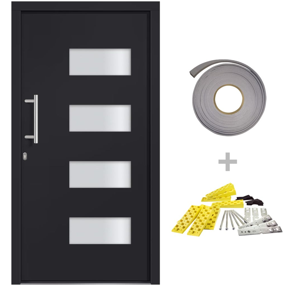 vidaXL Front Door Aluminum and PVC Anthracite 110x210 cm