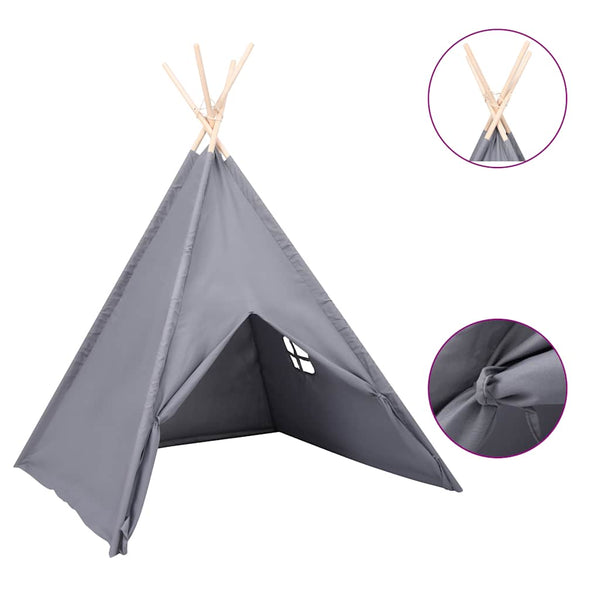 Kinder Tipi Zelt Grau Pfirsichhaut 120x120x150 cm