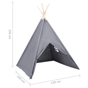 Kinder Tipi Zelt Grau Pfirsichhaut 120x120x150 cm