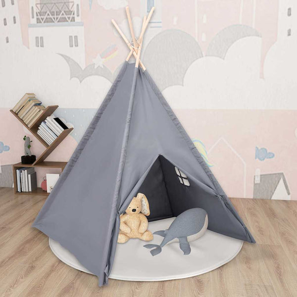 Kinder Tipi Zelt Grau Pfirsichhaut 120x120x150 cm