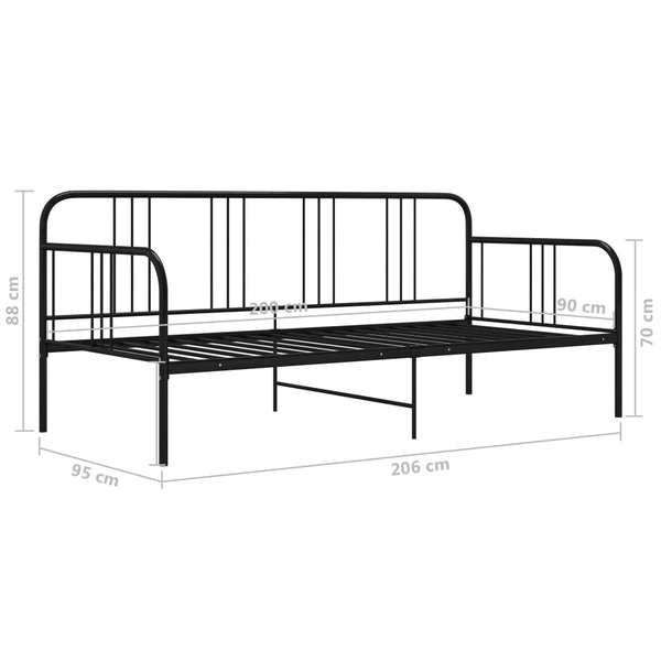 vidaXL Sofa Bed Frame Black Metal 90x200 cm