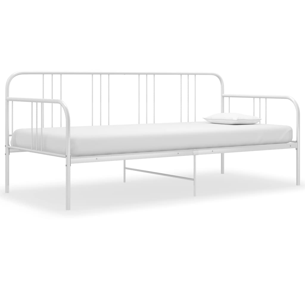 vidaXL Sofa Bed Frame White Metal 90x200 cm