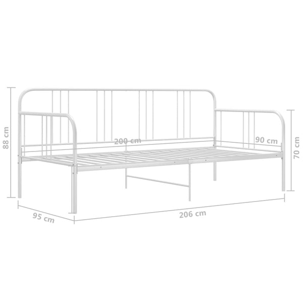vidaXL Sofa Bed Frame White Metal 90x200 cm
