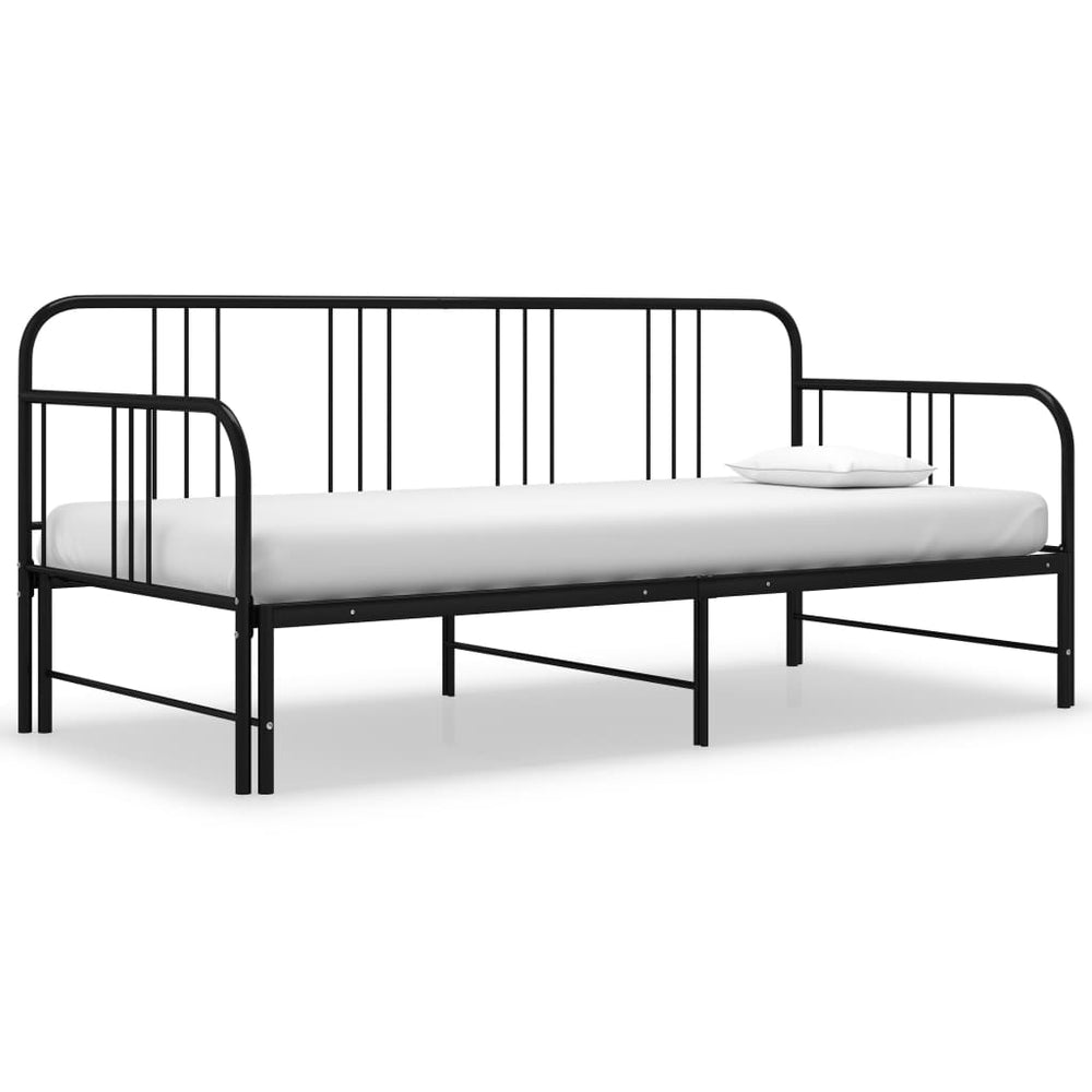 vidaXL Extendable Day Bed Black Metal 90x200 cm