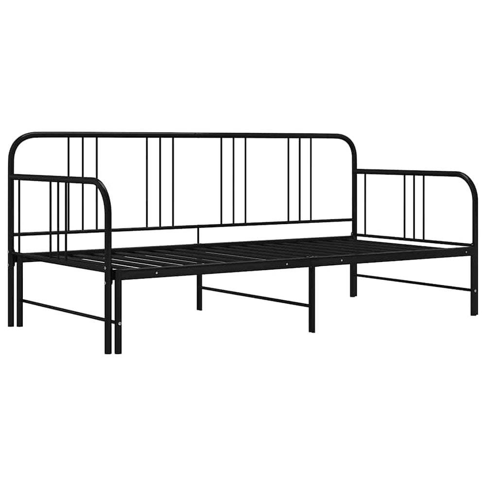 vidaXL Extendable Day Bed Black Metal 90x200 cm