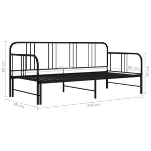 vidaXL Extendable Day Bed Black Metal 90x200 cm