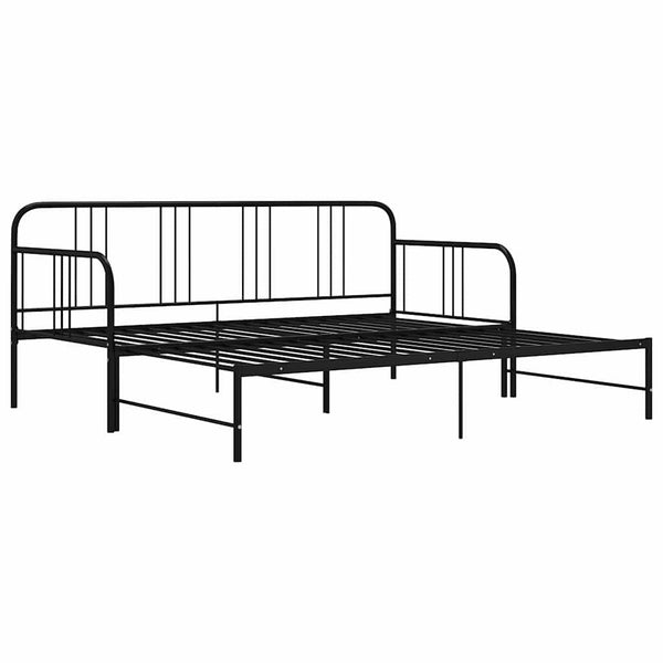 vidaXL Extendable Day Bed Black Metal 90x200 cm