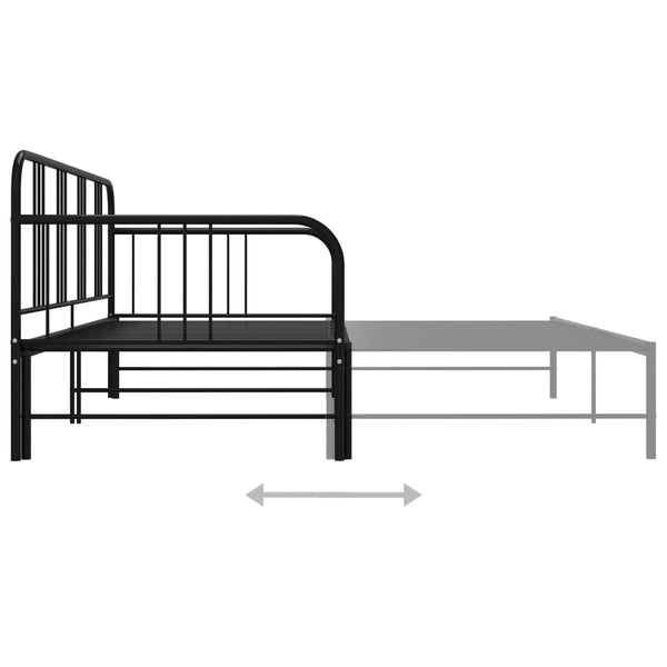vidaXL Extendable Day Bed Black Metal 90x200 cm