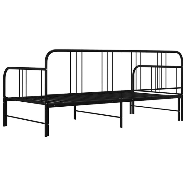vidaXL Extendable Day Bed Black Metal 90x200 cm